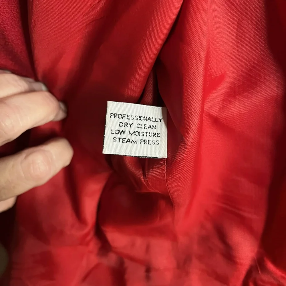 Christian Dior Vintage Red Wool Made In USA Blazer With Black Buttons Size 12